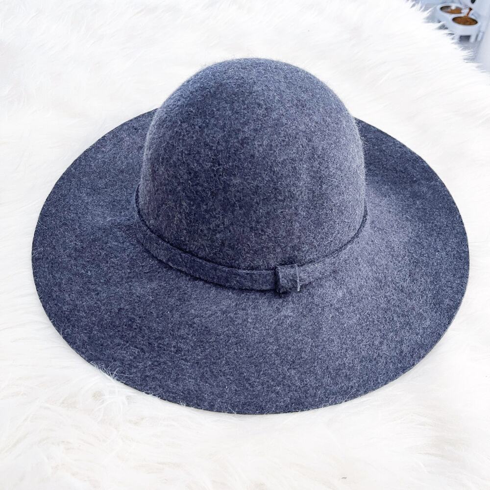 Banana Republic Factory Wool Felt Floppy Wide Brim Hat Heather Gray Boho Luxe